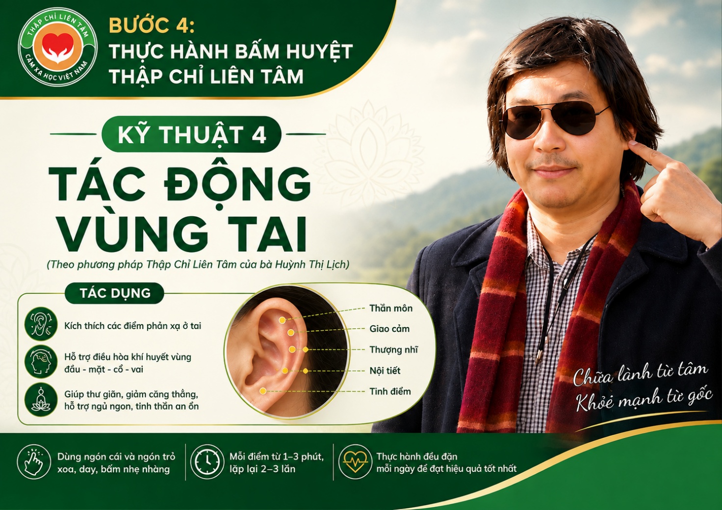 Bước 4: THỰC HÀNH BẤM HUYỆT THẬP CHỈ LIÊN TÂM